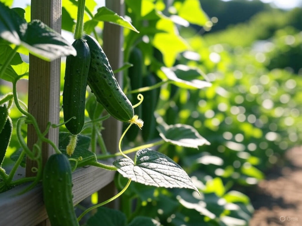 how to grow cucumbers on a trellis