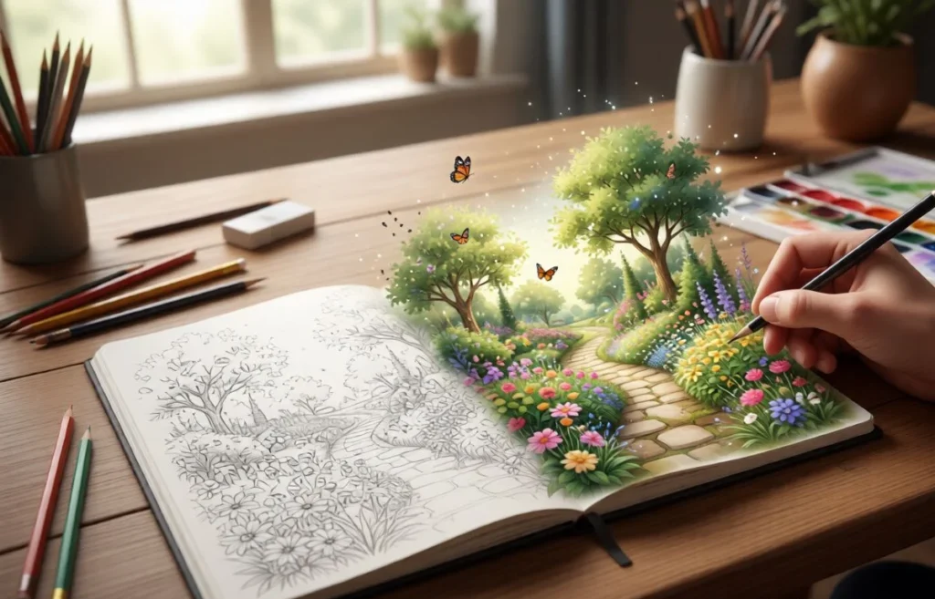 how do you draw a garden