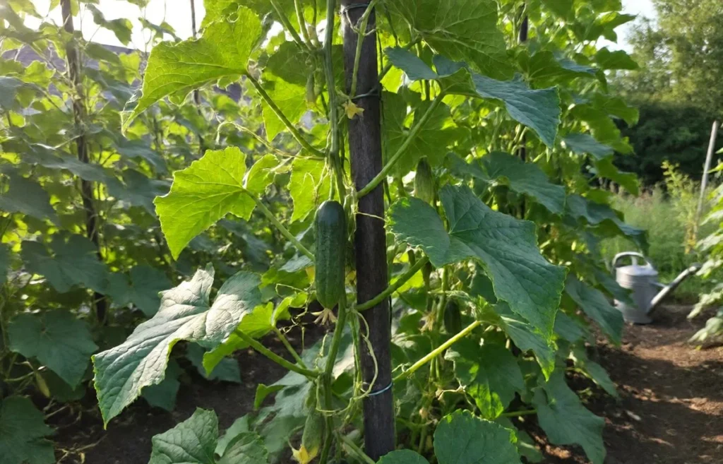 how to grow cucumbers on a trellis