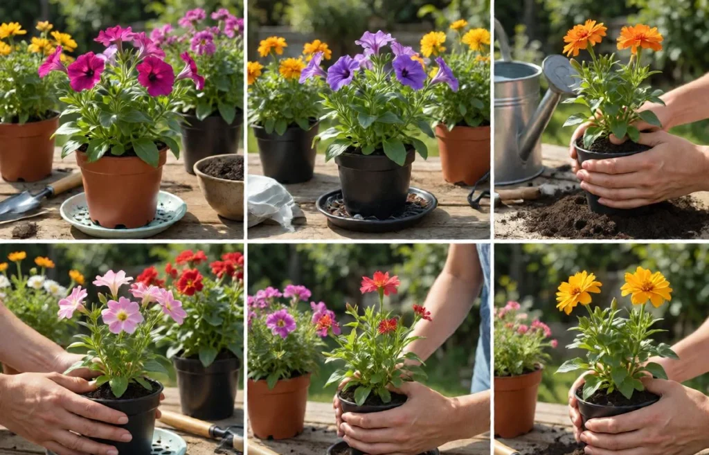 how to plant annuals in pots