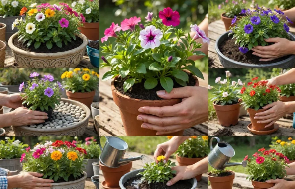 how to plant flower containers