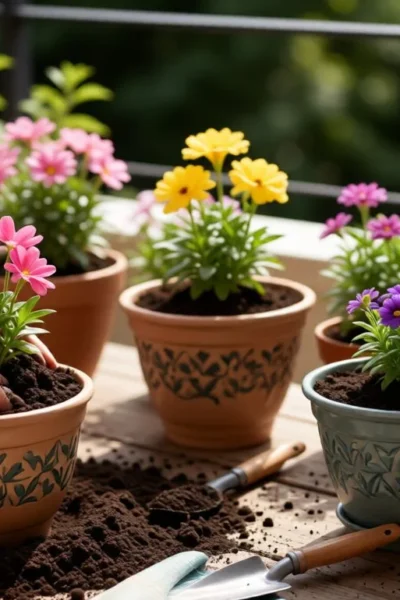 how to plant flower containers