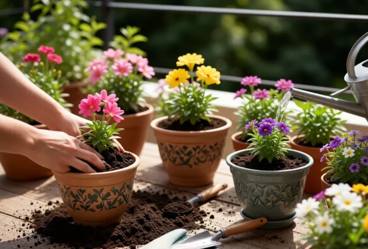 how to plant flower containers