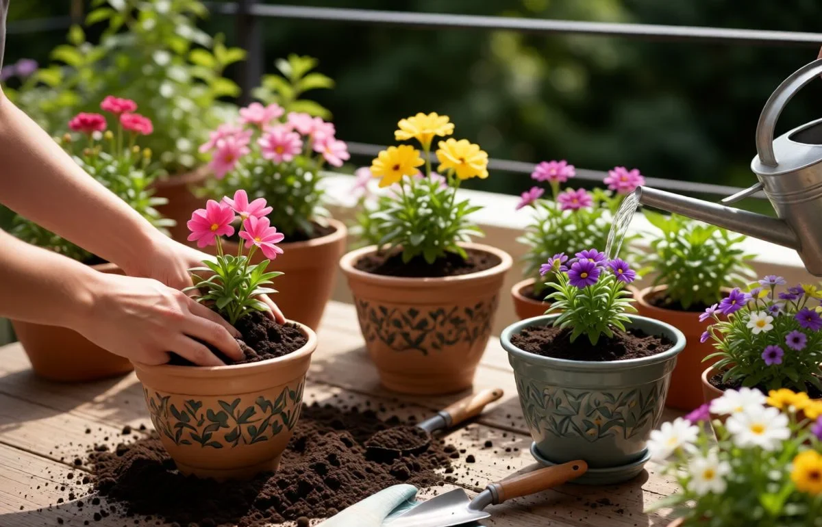 how to plant flower containers