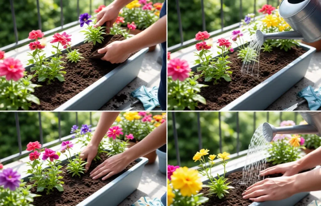 how to plant flowers in a planter