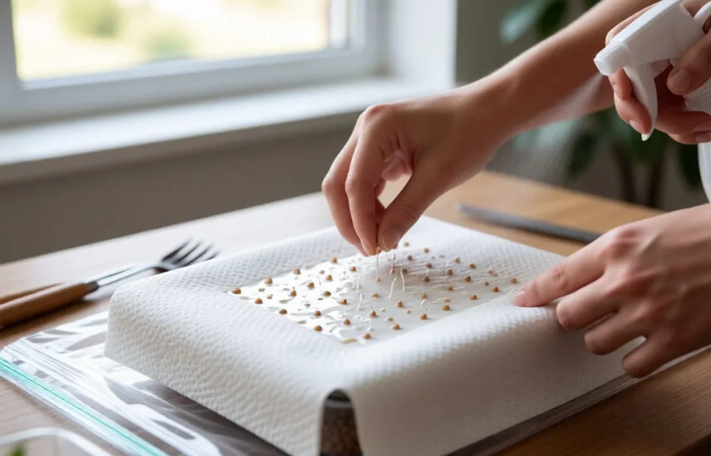how to start seeds indoors paper towel