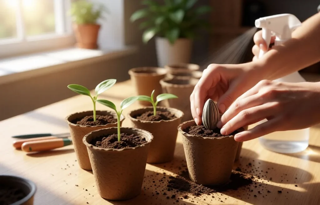 how to start sunflower seeds indoors