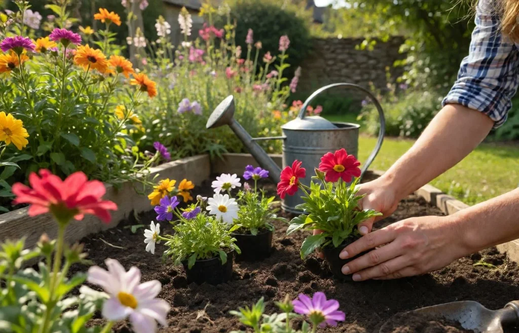 planting garden flowers 