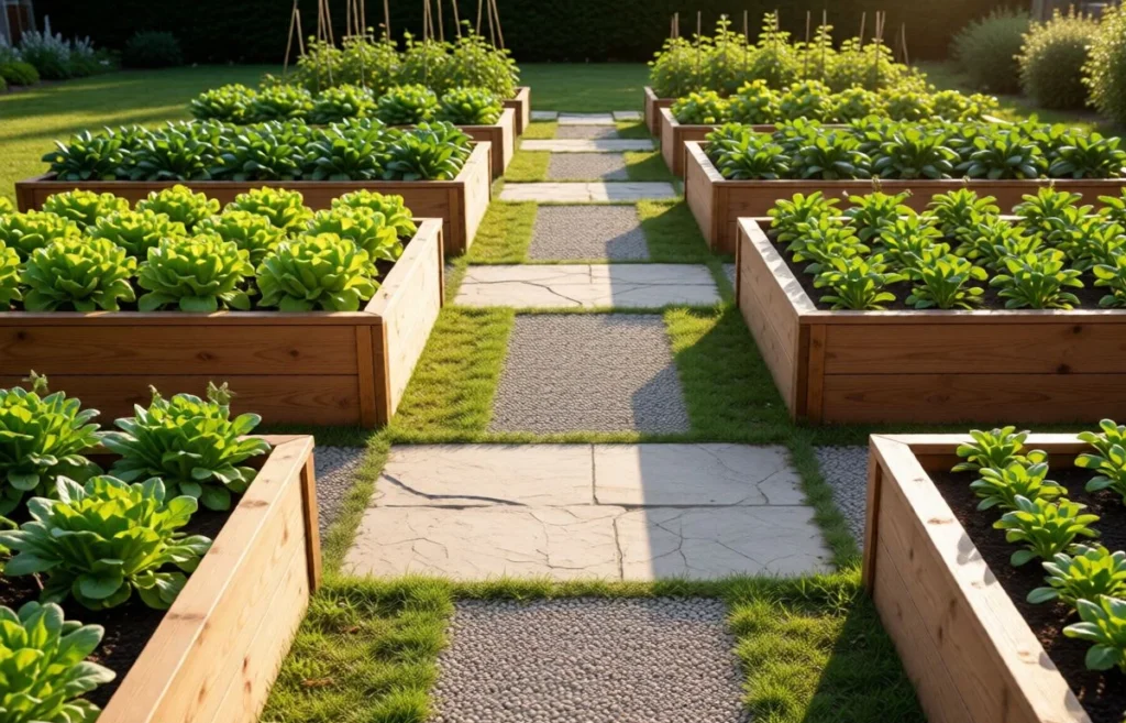 space between raised beds