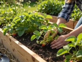planting strawberries in raised beds