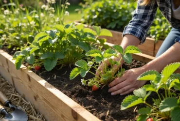 planting strawberries in raised beds