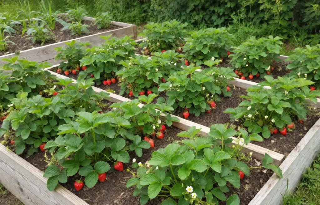 strawberries square foot gardening